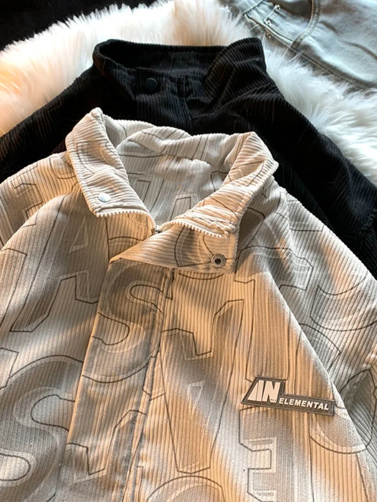 Вельветовая мужская куртка на молнии в корейском городском стиле дизайнерская