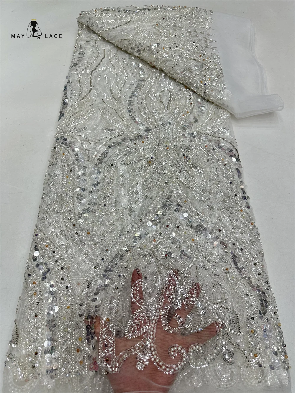 Нигерийская африканская кружевная ткань 2024 высококачественные бусины Hamdmade