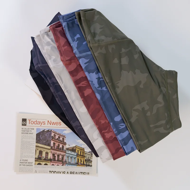 Lulu Women Camouflage Fashion High Waist Hip Raising Ninth Pants Mountaineering Outdoor Fitness Training Running Yoga Clothes