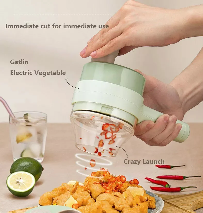 

Gatling Chopper Cordless Electric Garlic Grinder Pound Garlic Ginger Masher USB Rechargeable Fruit Cutter Kitchen Tool