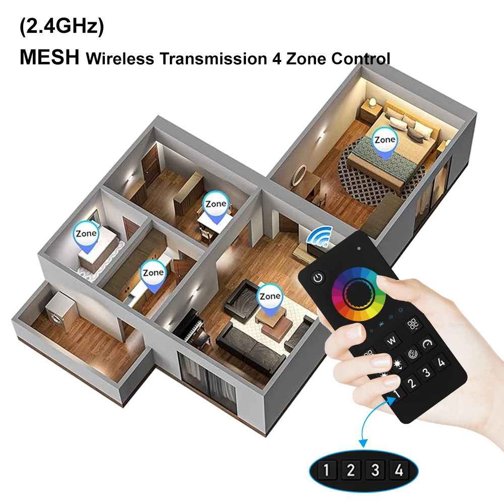 Фото tuya smart life home 12v 24v 15a диммер cct rgb светодиодная лента bluetooth wifi zigbee 5in1 контроллер xiaomi alexa кнопочный переключатель №5