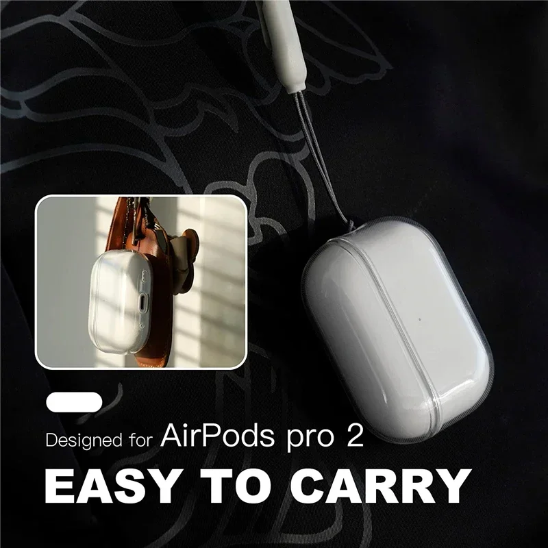 Для Apple Airpods 2 2-й прозрачный резиновый чехол с плетеным ремешком беспроводные
