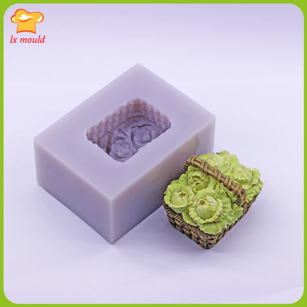 

Silicone Mold for Fondant 3D Flower Basket Handmade Soap Candle Mould Silicone Molds Pastry Cauliflower