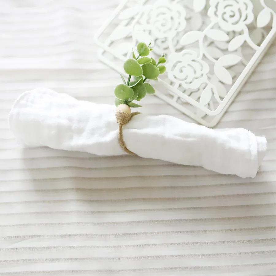 

6pcs Napkin Rings Wedding Napkin Holder Green Leaf Eucalyptus Napkin Buckle for Table Decor Parties Holiday Family Gathering