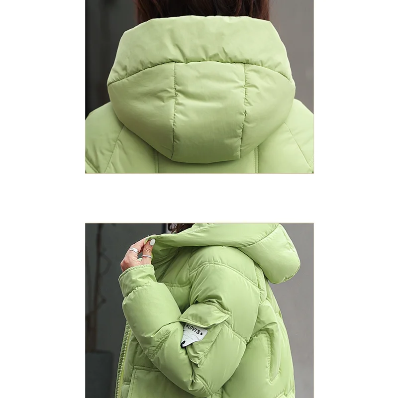 Winter Jacket Women 2022 New Bread Loose Fashion Hooded Cotton Coats Female Clothing Basic Lady Warm Thicken Parkas Raincoat Top