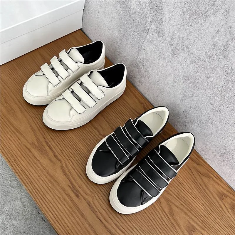 

The Row New Velcro Small White Shoes Women's Sheepskin Thick Sole Versatile Genuine Flat Bottom Casual Board Shoes