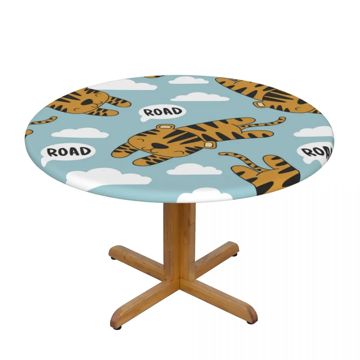 

Modern Round Table Cover Stretch Tablecloths Flying Tiger Pattern Home Decorative Table Cloth