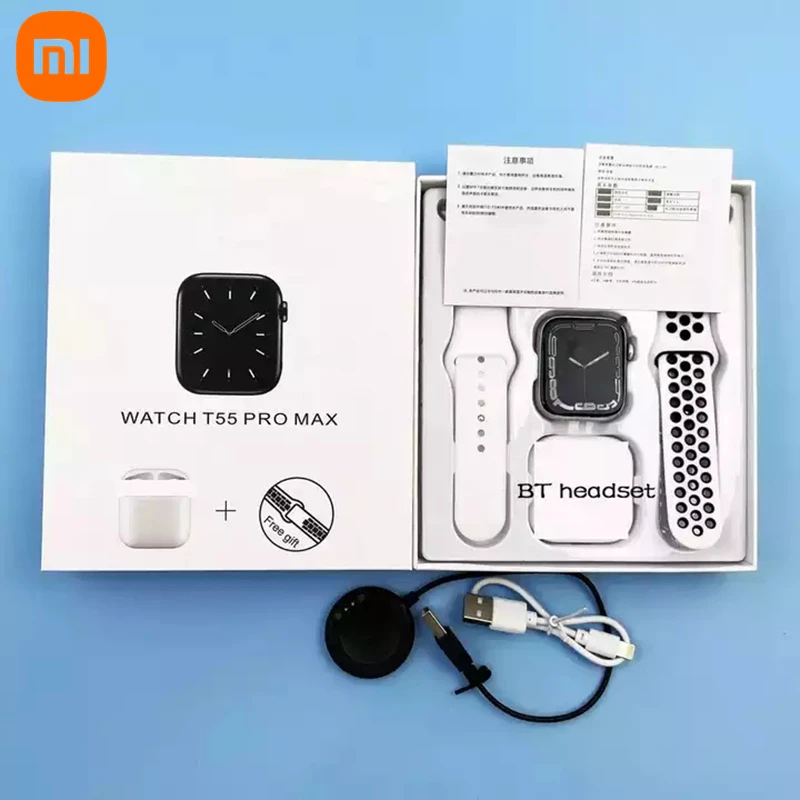 

Xiaomi 2023 T55 Pro Max Smartwatch Heart Rate Monitor TWS Earphone 2 In1 1.71 Inch Multi-sport Mode Screen Smart Watch for Men