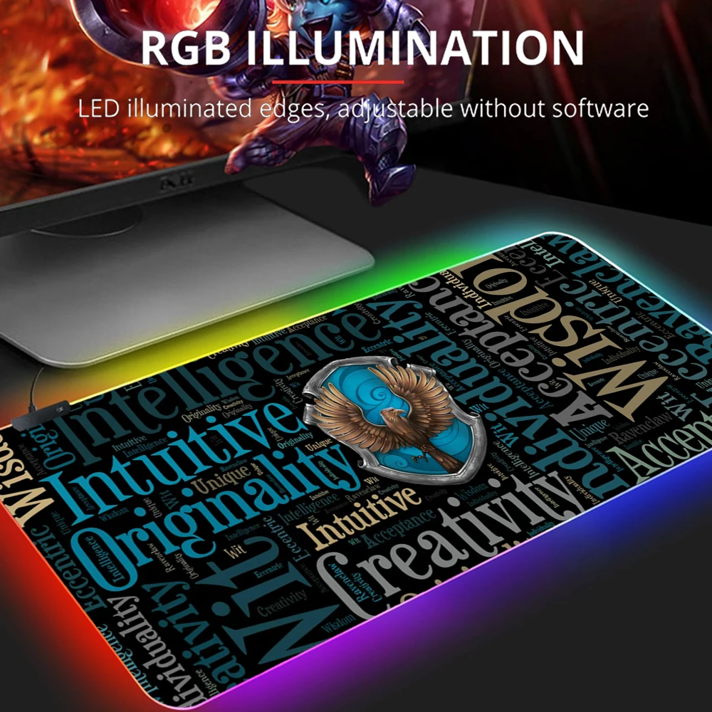 

40x90 RGB Mouse Pad Slytherin School logo Gamer Computer Gaming Mat Desk Protector Anime Small Mousepad Csgo Lovely Padmouse