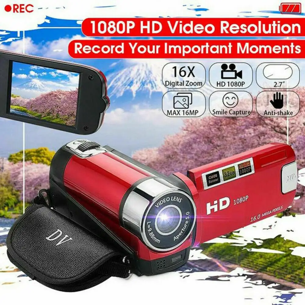 

Portable 16X Zoom Camera Recorder High Definition 1080P Digital Video DV Camcorders 2.7 Inches TFT LCD Screen LED Fill Light