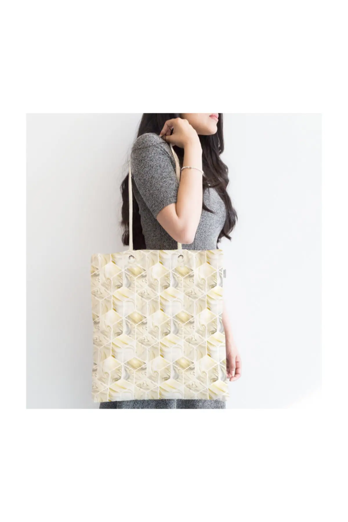 

Женская пляжная сумка, Современная тканевая сумка-тоут на молнии с геометрическим рисунком под мрамор, модная летняя большая сумка для поку...