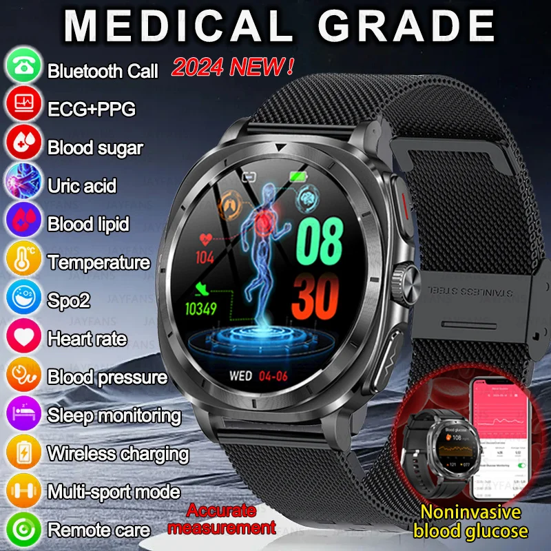 2024 Новинка для Samsung Galaxy Watch 7 Blood Lipids Мочевая кислота Глюкоза в крови Смарт-часы