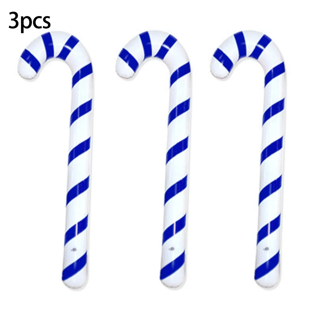 3PCS Plastic Giant Inflatable Candy Cane Stick Christmas Xmas Party Blow Up Toy Lightweight Hanging Decor Christmas Navidad