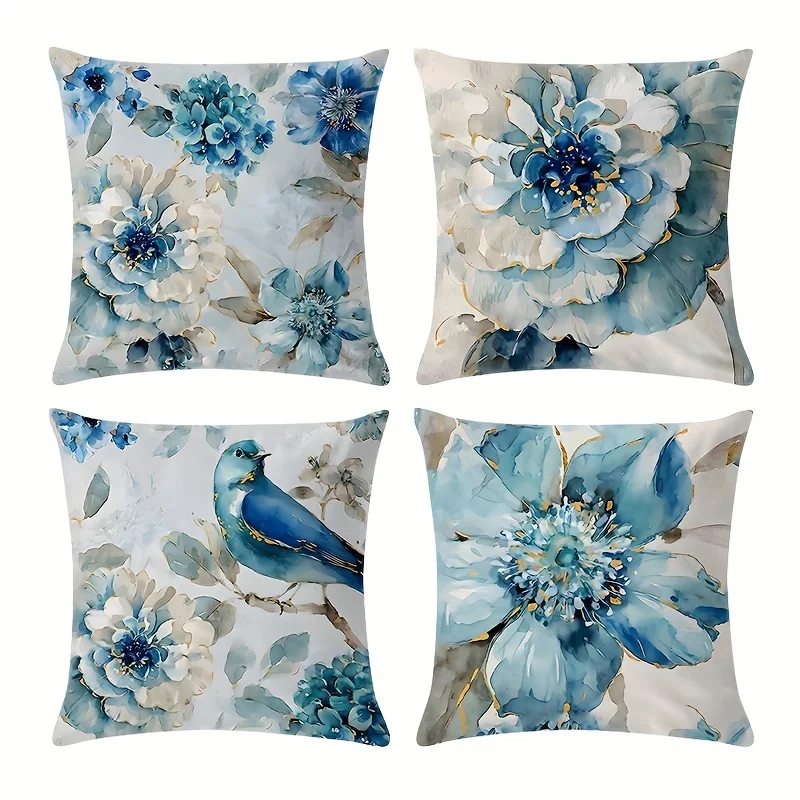 Наволочки декоративные с цветочным принтом X дюйма 4 шт.