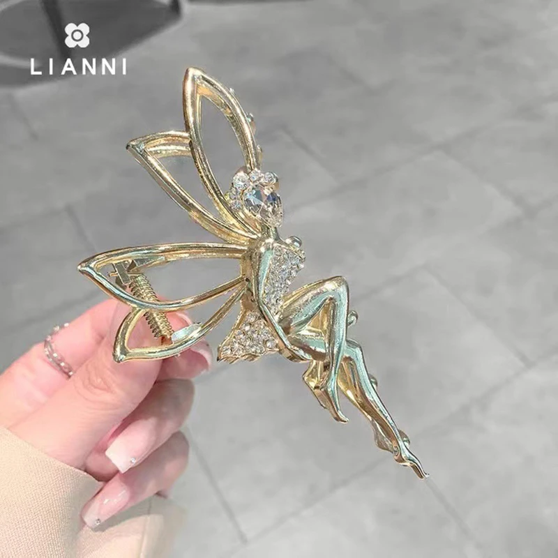 

Women Gold Silver Color Fairy Elf Hair Claw For Girls Hair Crab Shark Clip Metal Ponytail Hair Clip Headwear Hair Accessories