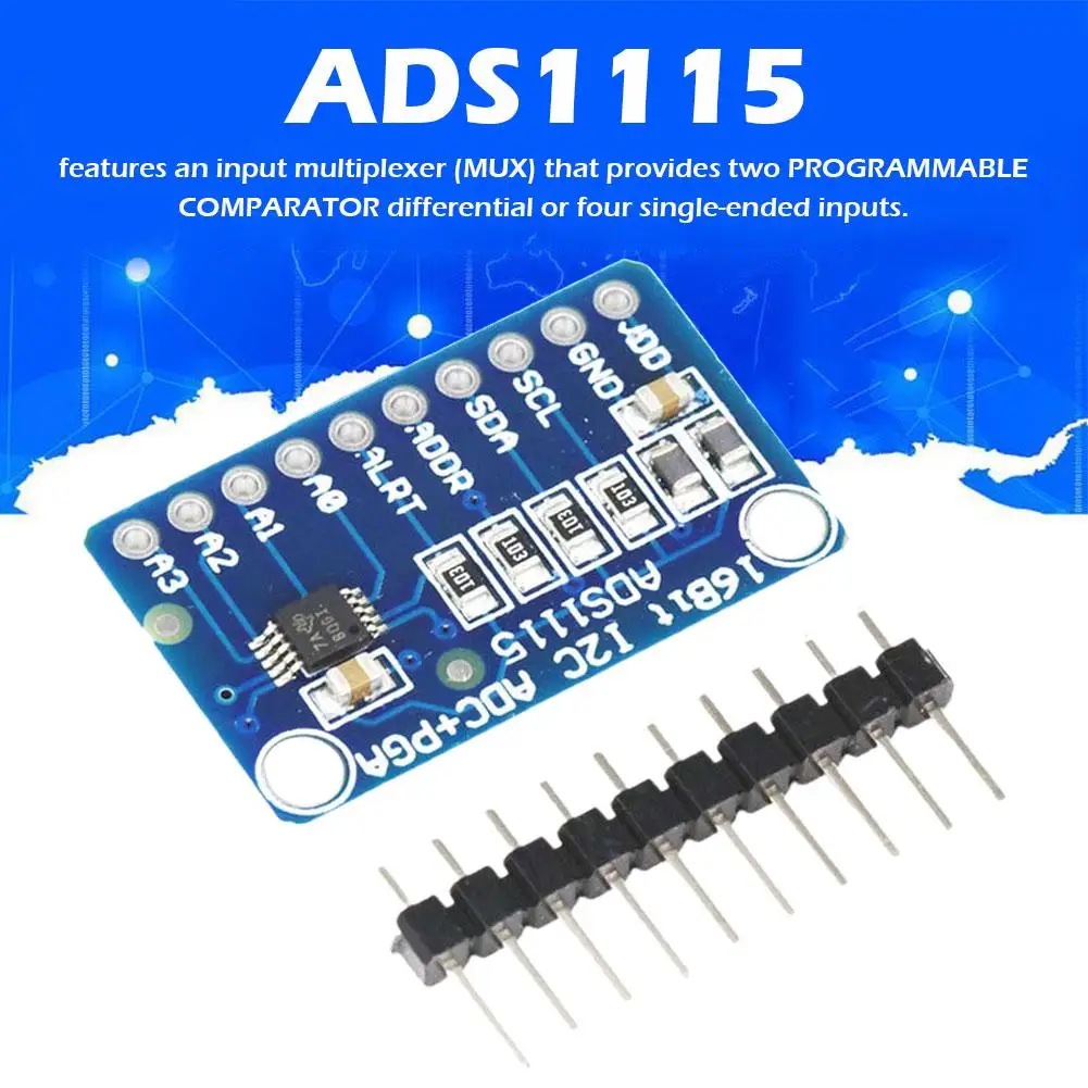 I2C ADS1015 ADS1115 16-битный 4-канальный модуль АЦП с усилением программируемый усилитель