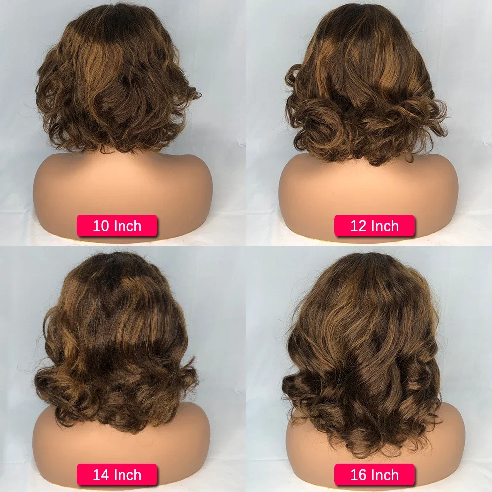 Хайлайтер волнистый парик из человеческих волос Боб парики на шнуровке медовая