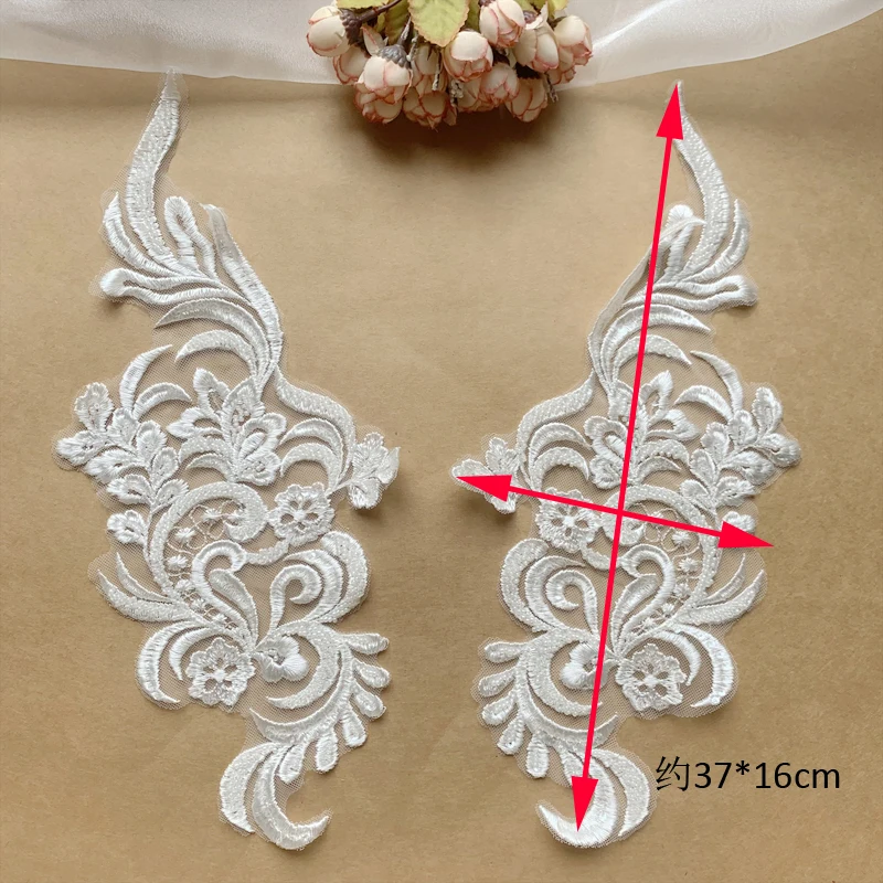Аппликация с 3D бисером и белыми кружевными цветами для невесты свадебное платье