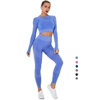 women seamless fitness tracksuit two piece outfits suits long sleeve shirts 2022 long sleeve sexy workout sets