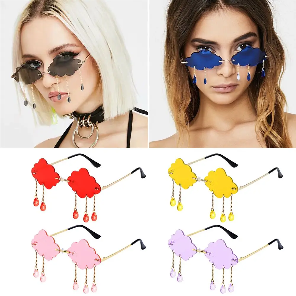 

Fashion Men and Women Shades UV400 Rimless Sunglasses Clouds Tassel Sunglasses Steampunk Sunglasses Disco Glasses