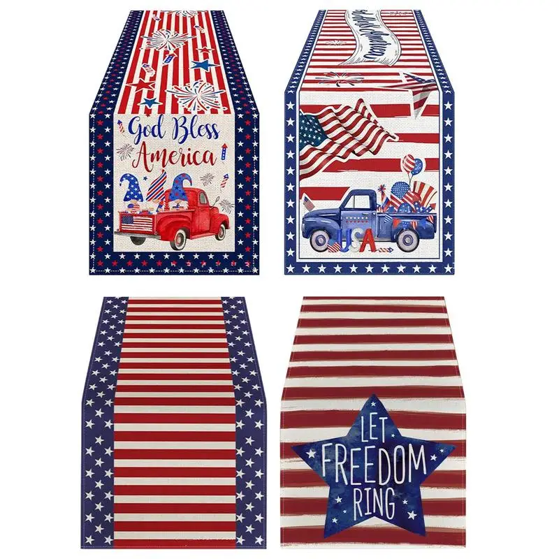 

4th Of July Independence Day Table Runner Party Decor For Tables Watercolor Stripes Star Table Runner Dining Table Decoration