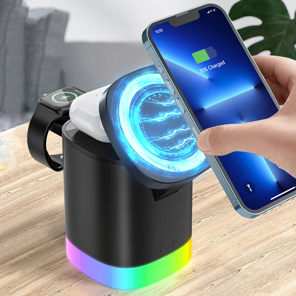 Магнитные беспроводные зарядные устройства 3 в 1 30 Вт для iPhone 13 /12 Pro/11/Apple Watch/Airpods |