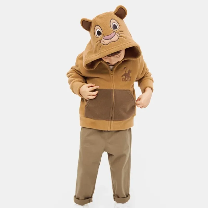 Anime The Lion King Simba Children's Zipper Plush Hoodie Cartoon Top Jacket Boys and Girls Spring Autumn Student Fashion Wear