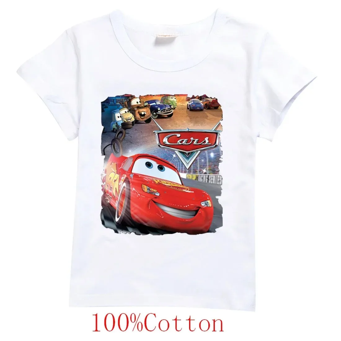 Детская футболка Pixar с автомобилем и молнией MacQuinn хлопковая унисекс короткими
