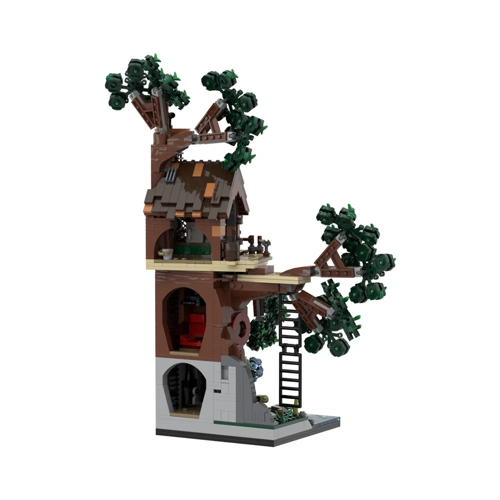 Gobricks MOC Woodland Retreat строительные блоки модель лесных старых деревьев креативный дом