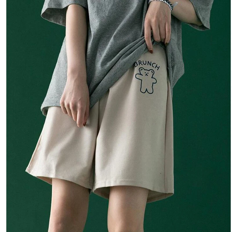 

Summer Short Pants Women Fashion Ladies Elastic Waists High waist Streetwear Wide-leg Oversize Simple Casual Unisex Short 2022
