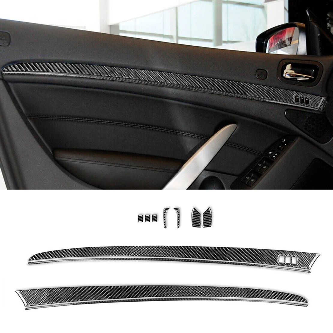 

Car Interior Front Door Panel Cover Trim Set Carbon Fiber Black Left Hand Drive Fit For Infiniti G37 Sedan 2010 2011 2012 2013