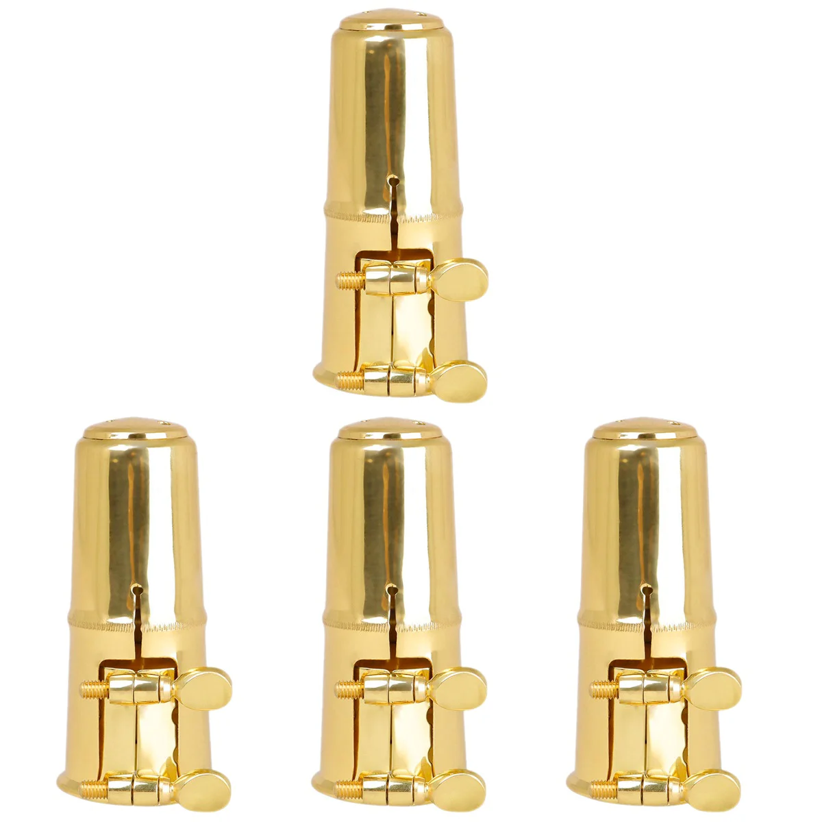 

4 Sets Clarinet Reed Saxophone Mouthpiece Ligature Accessories Alto Wind Instrument 8.4x3.7x3.7cm Supplies Golden Brass