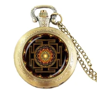 steampunk sri yantra mandala glass dome pocket watch necklace diy buddhist sacred geometry charm trendy gift montre de poche