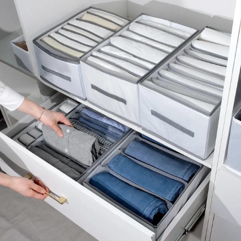 

Denim pants clothes storage artifact thickened folding clothe storage box finishing bag wardrobe compartment storage box storage