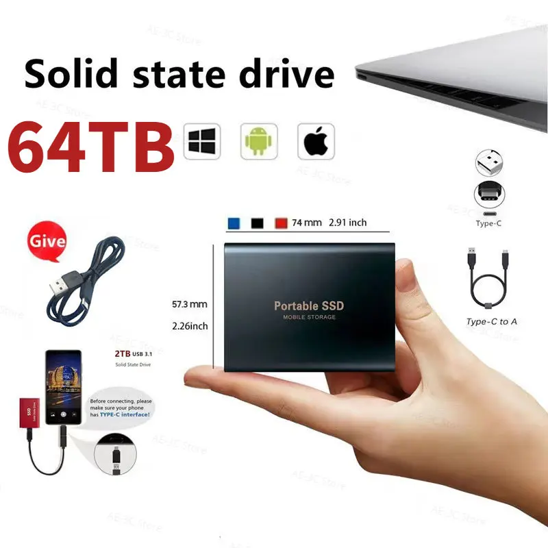 

Original Portable External Hard Drive Disks USB 3.1 2TB 8TB 16TB SSD Solid State Drives For PC Laptop Computer Storage Device
