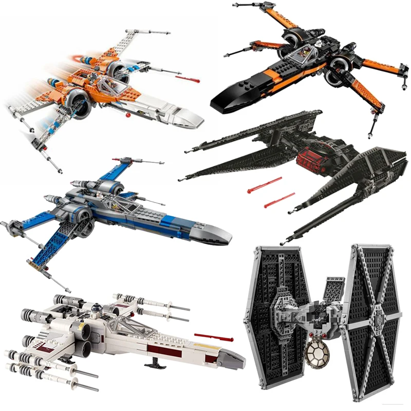 

2021 NEW In Stock Plan 75102 75149 75211 X Wing Clone &Poe's X Tie& Fighter 05004 Building Blocks Toy