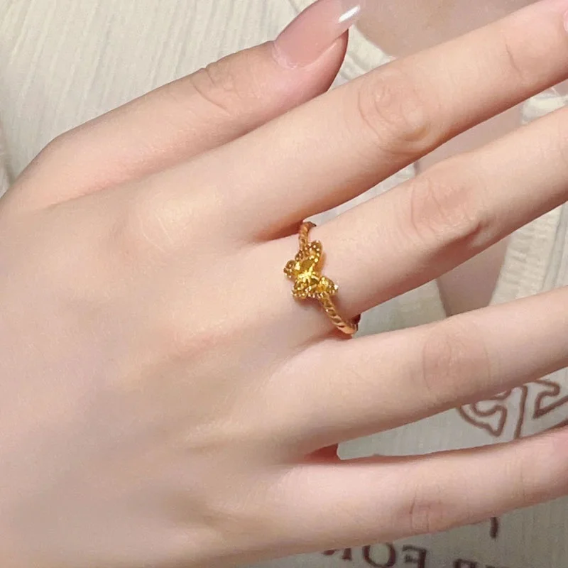 Женское золотое кольцо Yisheng из чистого золота 999 пробы простой браслет