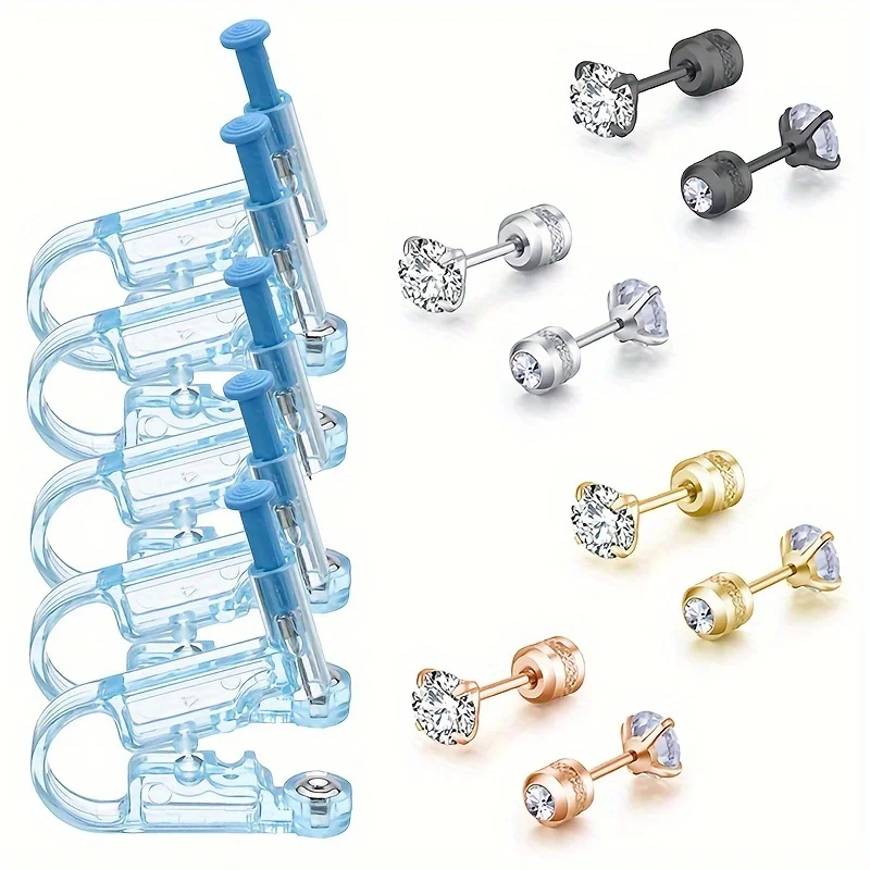 Набор инструментов для Пирсинга Ушей С одноразовым пистолетом Для и фианитами из