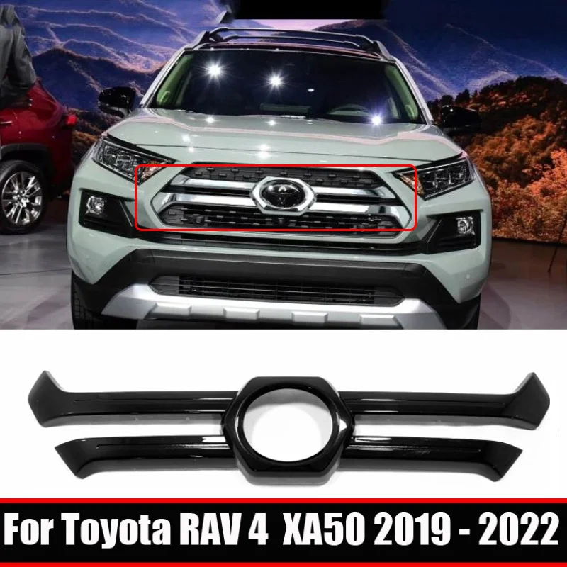 

For Toyota RAV4 RAV 4 XA50 Petrol 2019 2020 2021 2022 Front Bumper Grill Upper LOGO Center Grille Decoration Cover stikcer