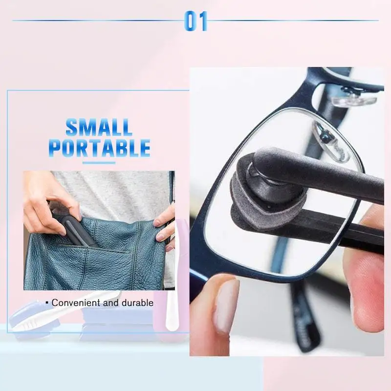 

Mini Eyeglass Cleaning Kit Brush Maintenance Vision Care Professional Clean Glasses Sunglass Microfiber Glass Cleaning Brush