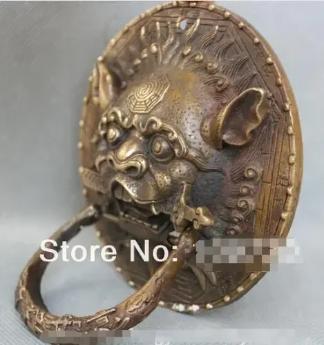 Китайская дверь фэншуй медная бронза лев маска для собаки голова меч статуя