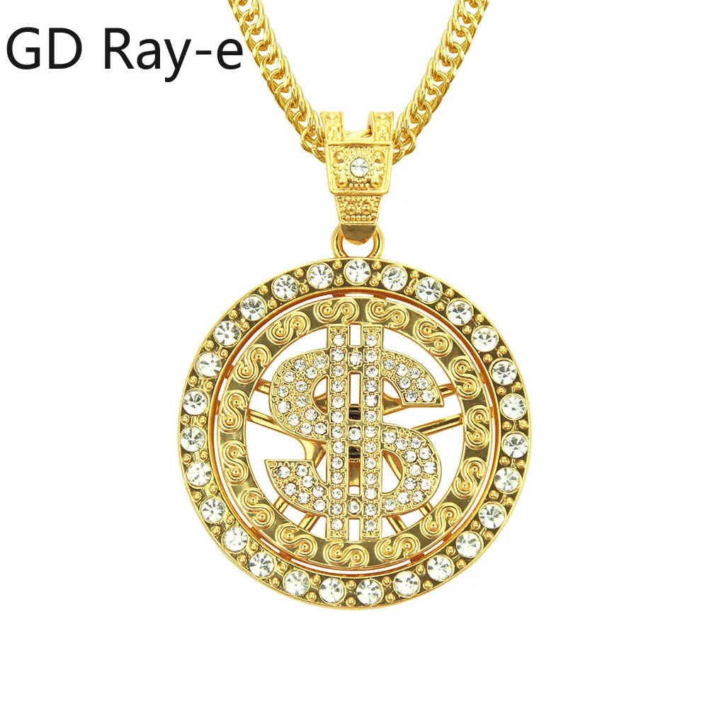 

Hip-Hop Men Fashion Exaggerated Big Chain Rotating Pendant Crystal Miami Necklace Nightclub Performance Jewelry for Men S1