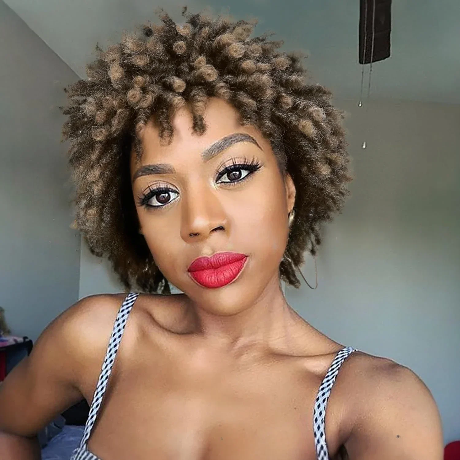 Африканский Витой Синтетический Парик С Полузастежкой Короткие Дреды Для