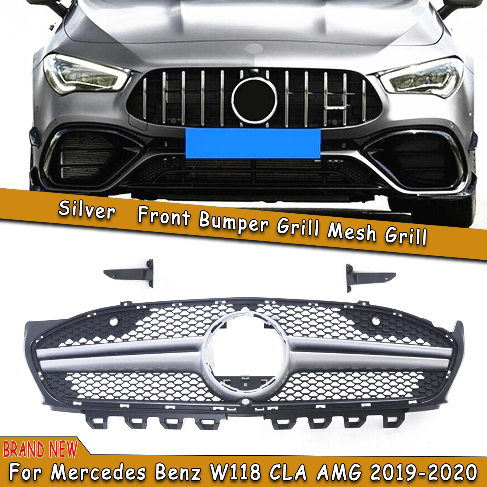 

Car Front Grille Upper Replacement Bumper Hood Mesh Racing Grill For Mercedes Benz W118 CLA AMG 2019-2022 CLA200 CLA250 CLA45