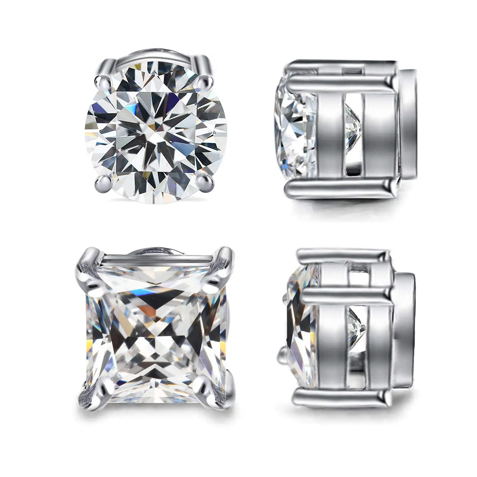 

Серьги-гвоздики из нержавеющей стали с фианитом, 6-8 мм, 2 пары