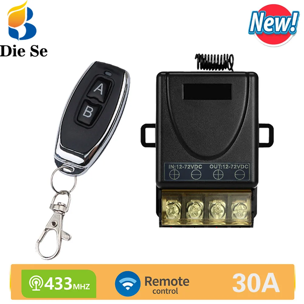 

433mhz universal Remote Control Rf Wireless Switch 30A Relay Receiver DC 12V 24V 72V and Transmitter For Lamp Pump Water Heater