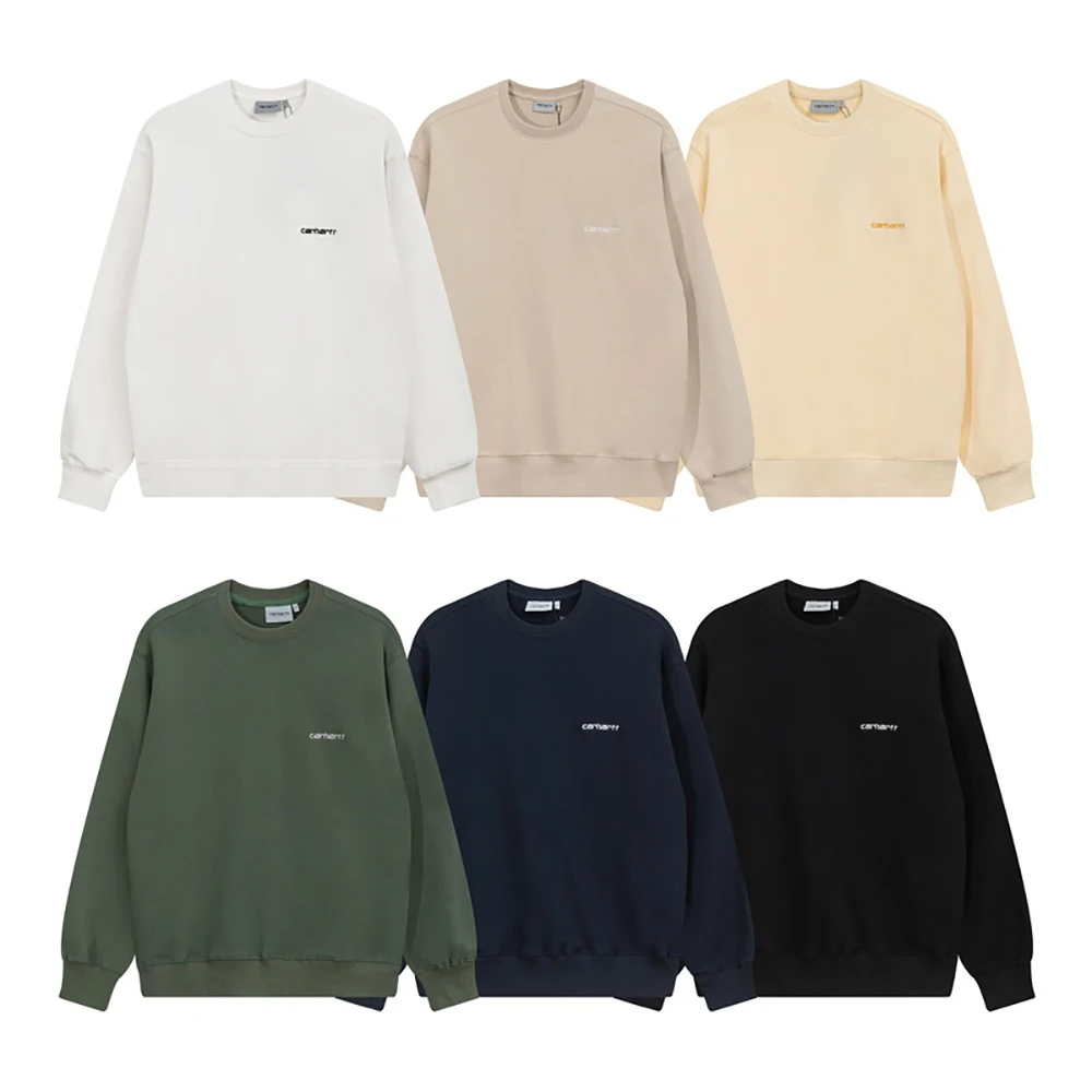 

Carhartt Wip Long Sleeve Casual Sweatshirt Print Cotton Pullover Tops Autumn Men's Women's Brand Black White Army Green Clothes