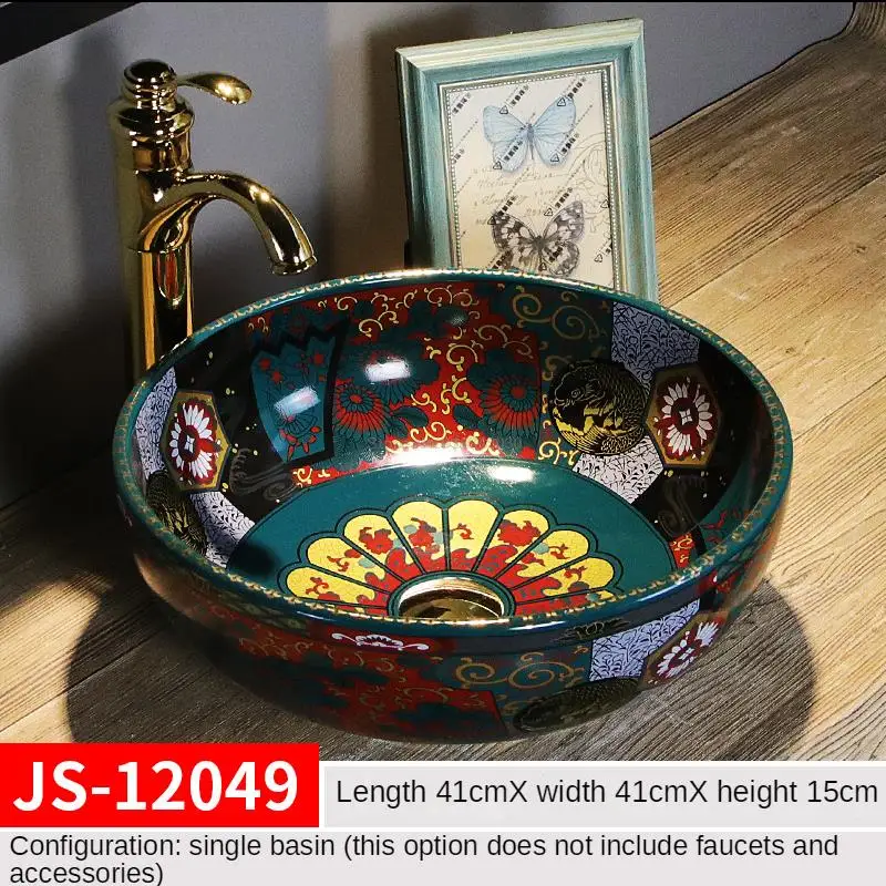

Ретро раковина для ванной комнаты Художественная раковина Умывальник Умывальник для ванной комнаты Ветряная скамейка в американском стиле на керамической раковине