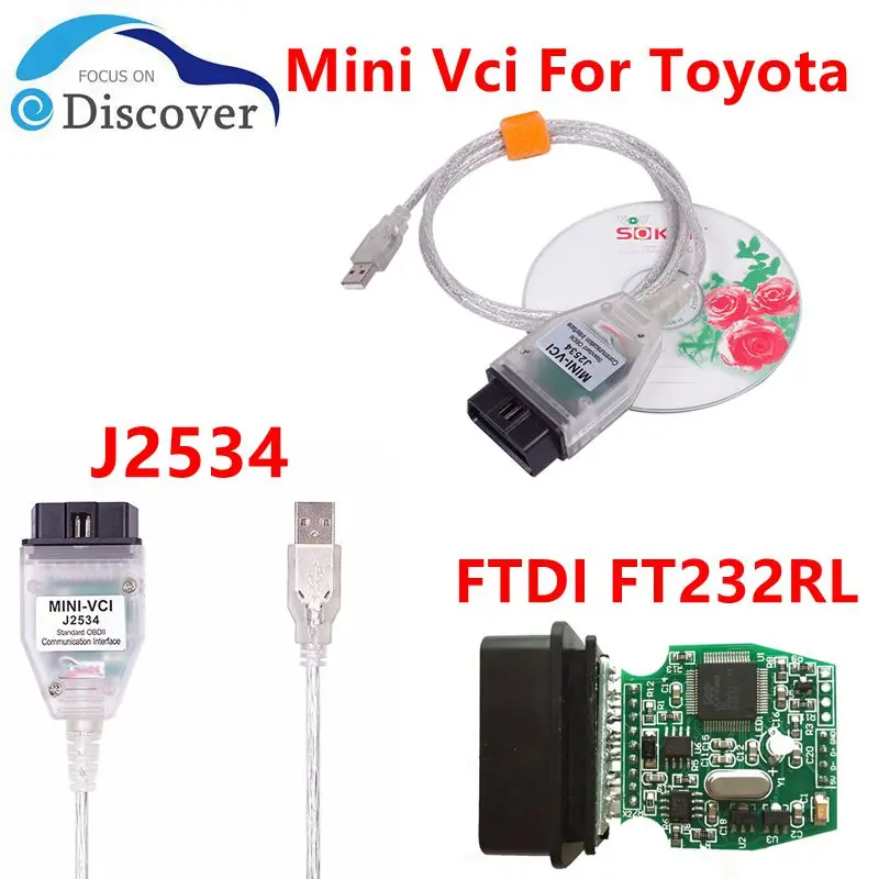Хит продаж, мини Vci с FTDI FT232RL J2534 для Toyota TIS Techstream V18.00.008 OBDII, Автомобильная диагностика с поддержкой Windows XP/7