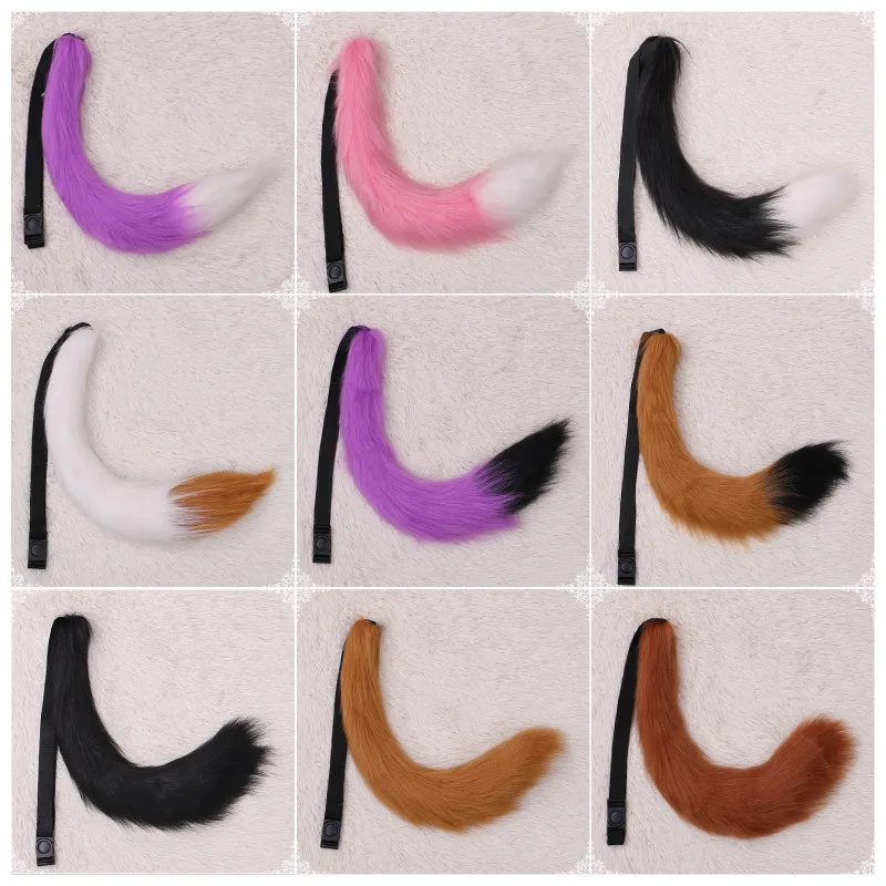 

Anime Animal Tail Cosplay Costumes Props Cat Fox Plush Tails Role Play Halloween Party kawaii Accessories 19 Colors Available